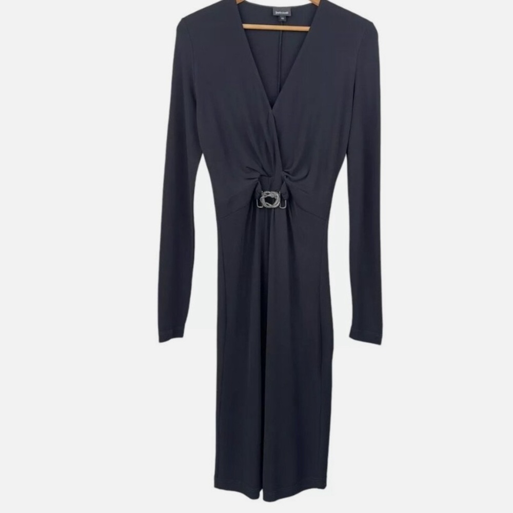JUST CAVALLI black snake buckle dress, size 42/6 *as is